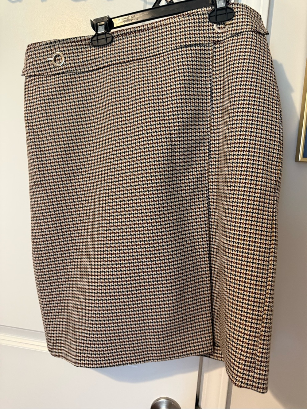 H&M Brown and Black Houndstooth Pencil Skirt